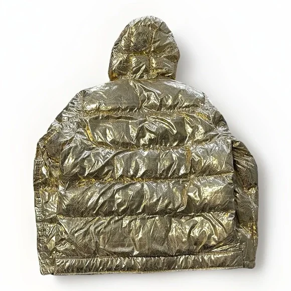 Levi's Puffer Jacket Men's L Gold Bandana Paisley Quilted Hooded X2814 $225 - Picture 8 of 14